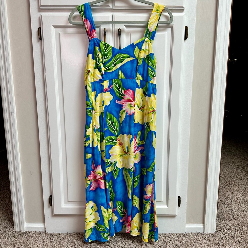Vintage Two Palms Made in Hawaii Tropical Floral Dress Size Small